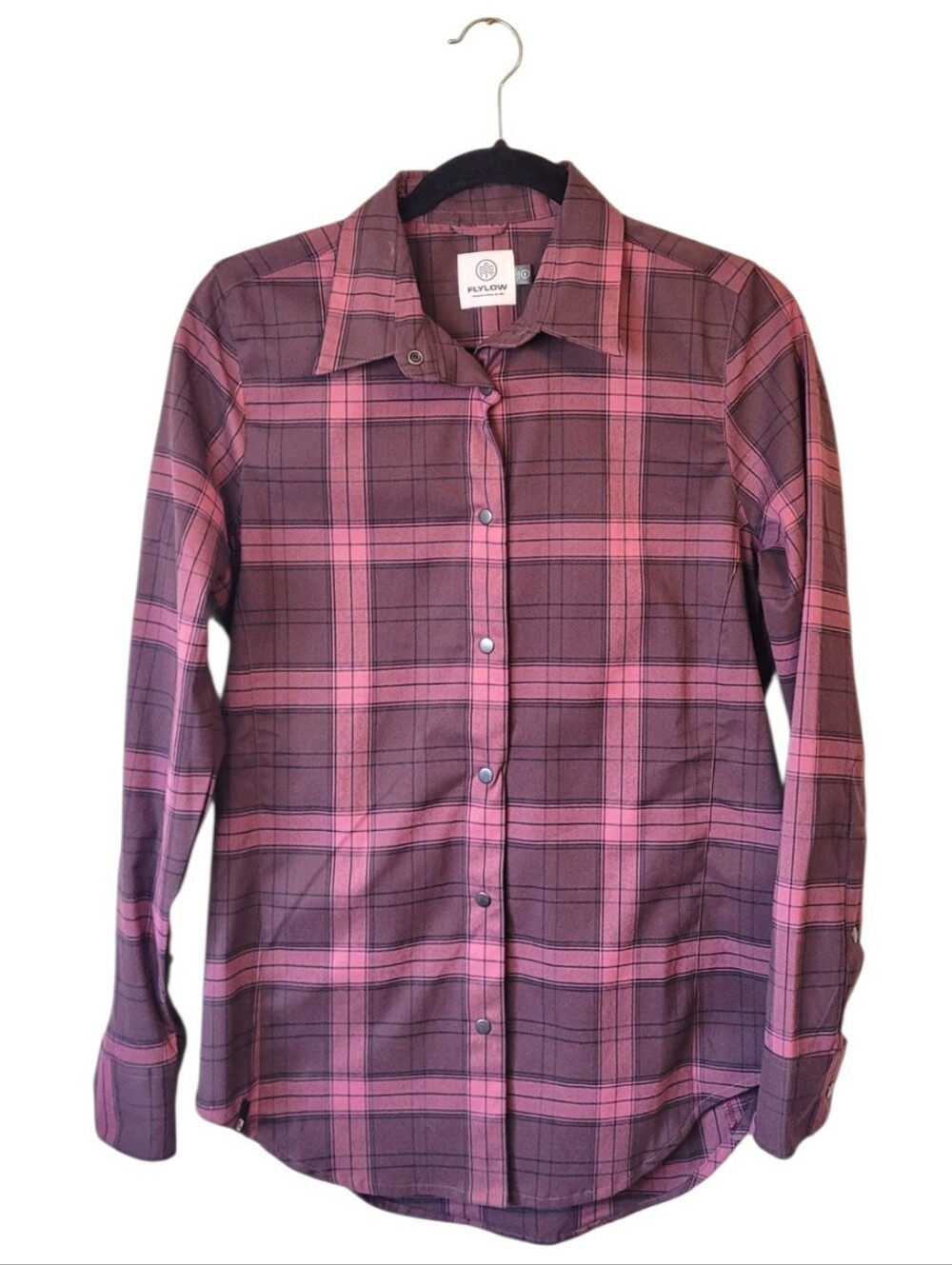 Flylow Women's Pink/Red Plaid Button-Up Shirt Size S